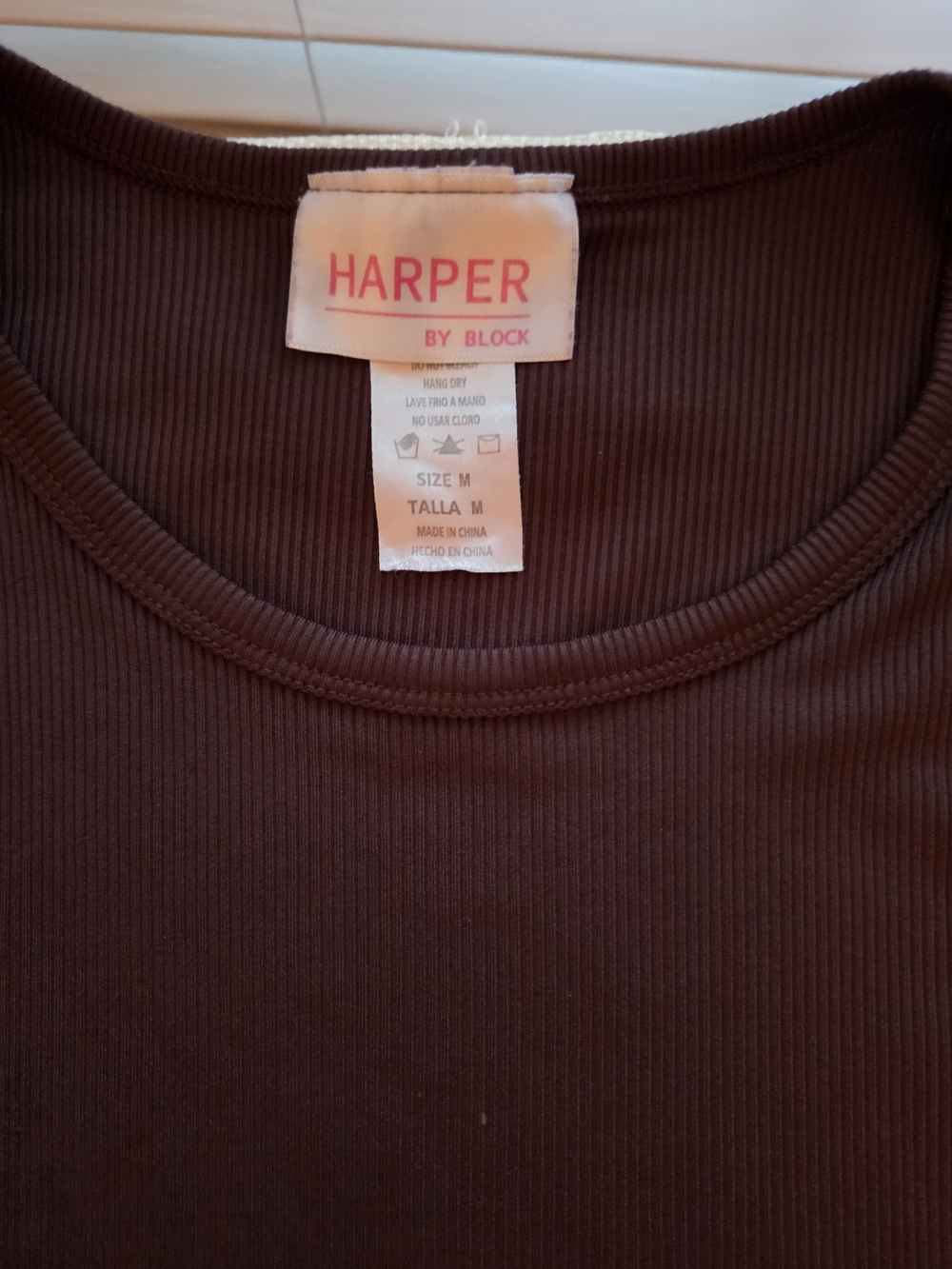 HARPER by BRLOK Ribbed Crewneck Top — Chocolate Brown